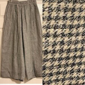 RARE Toogood Baker Trouser Gray Black Check Pant Wide Leg Cropped Elastic Waist